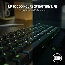 Razer BlackWidow V3 Pro wireless mechanical gaming keyboard with RGB lighting, tactile switches, and up to 200 hours of battery life.
